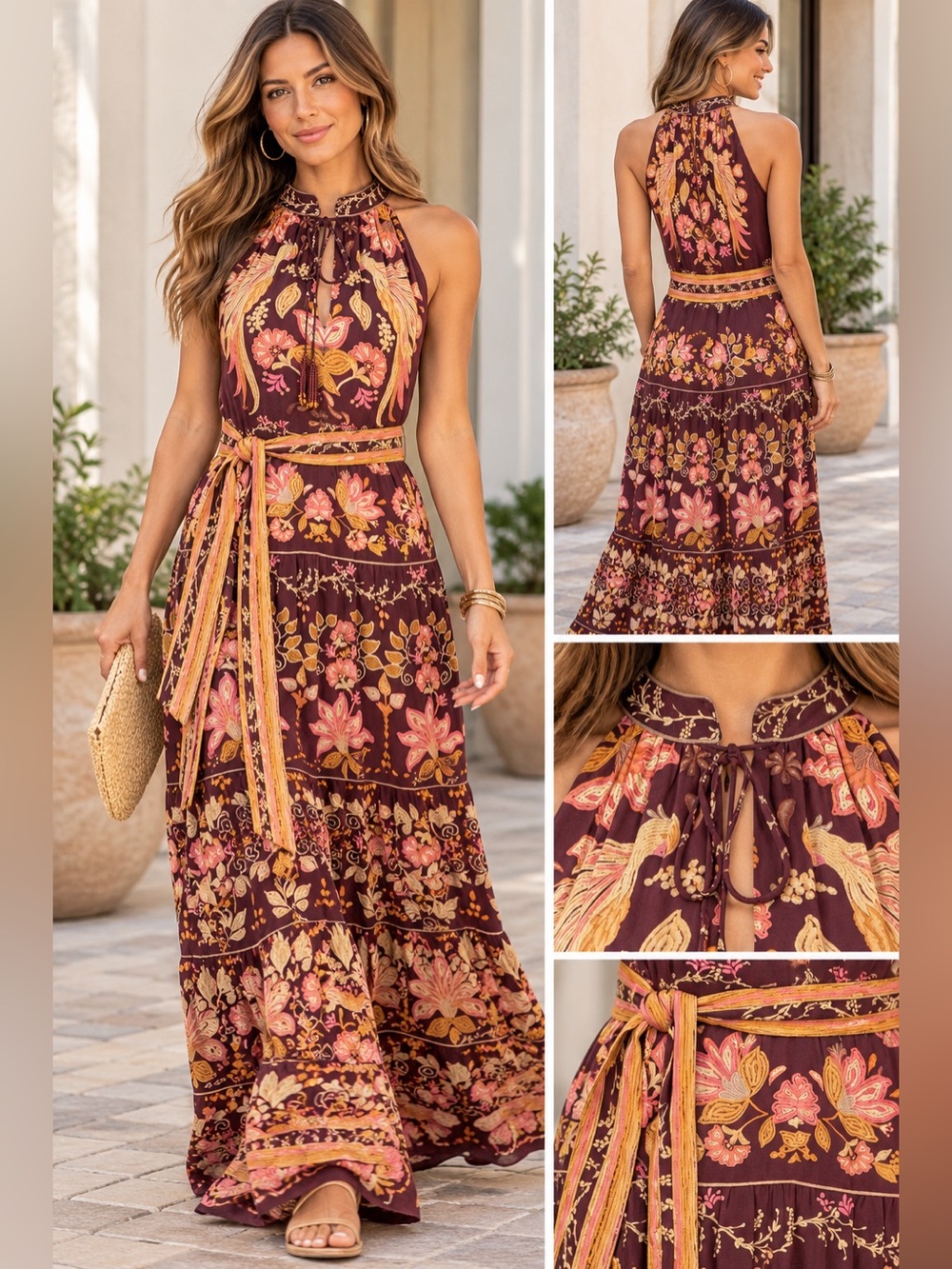 FARM RIO Bella Floral Maxi Dress Size Large